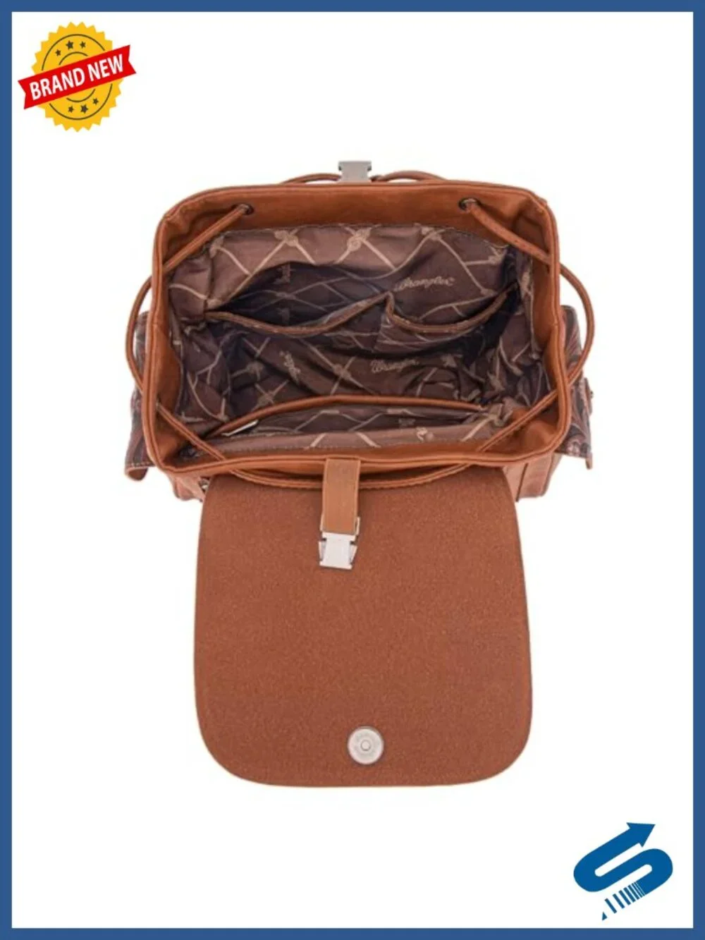 Floral Tooled Western Backpack with Drawstring & Magnetic Closure, Real Leather